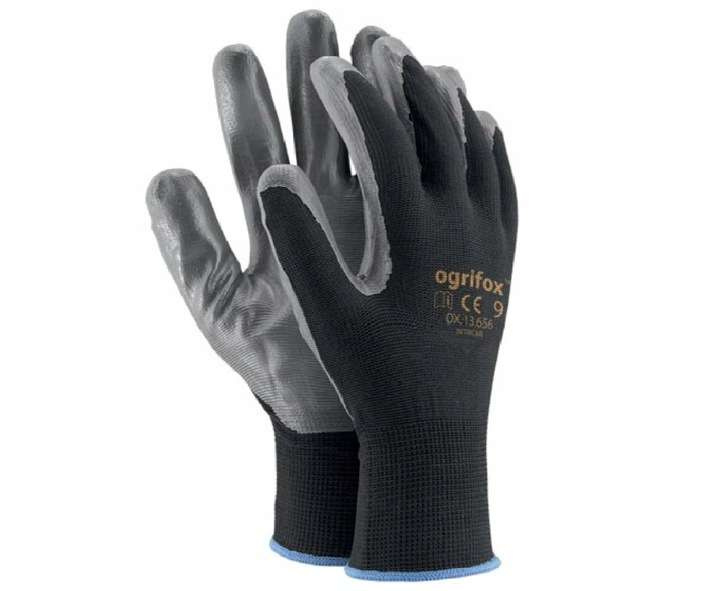 Size 10 coated nitrile protective gloves; XL