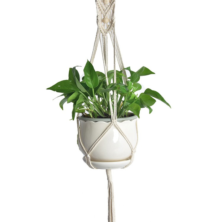 Hanging flower macrame 95cm with 3 beads