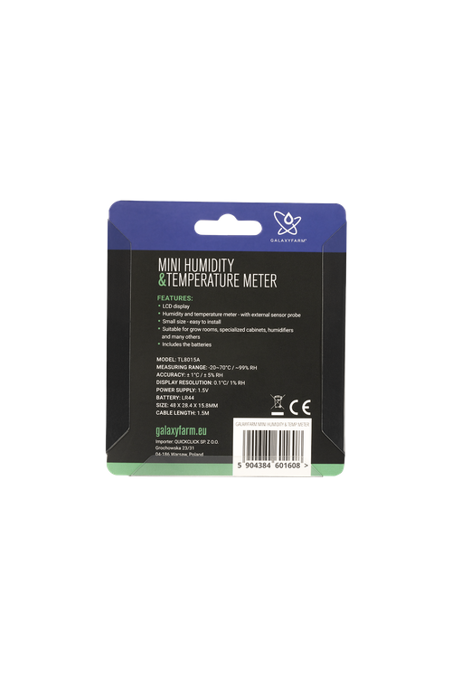 GALAXYFARM Mini Humidity & Temperature Meter - measuring on the external sensor (1m) - Slika 3