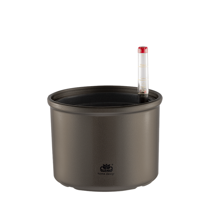 LENI hydroponics set 9/7 cover pot corona dark silver + hydro pot + h7 water indicator