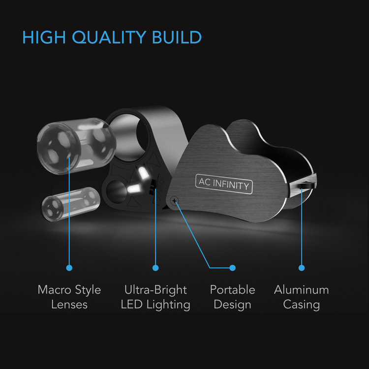 AC Infinity Magnifier LED Loupe 30x-60x - magnifying glass with LED light and dual lenses - Slika 3