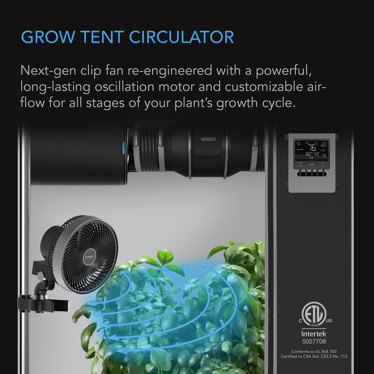AC Infinity Cloudray S6 Gen 2 Oscillating Clip Fan 12W 10-speed fi 160mm - next-gen clip fan for grow tents - Slika 2