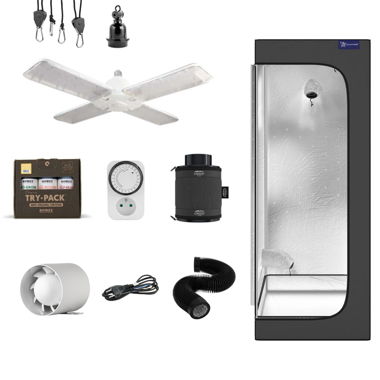 Growbox set Galaxyfarm Luna Lite 60x60x150cm + LED Agrolite 430 E27 120W + fertilizers