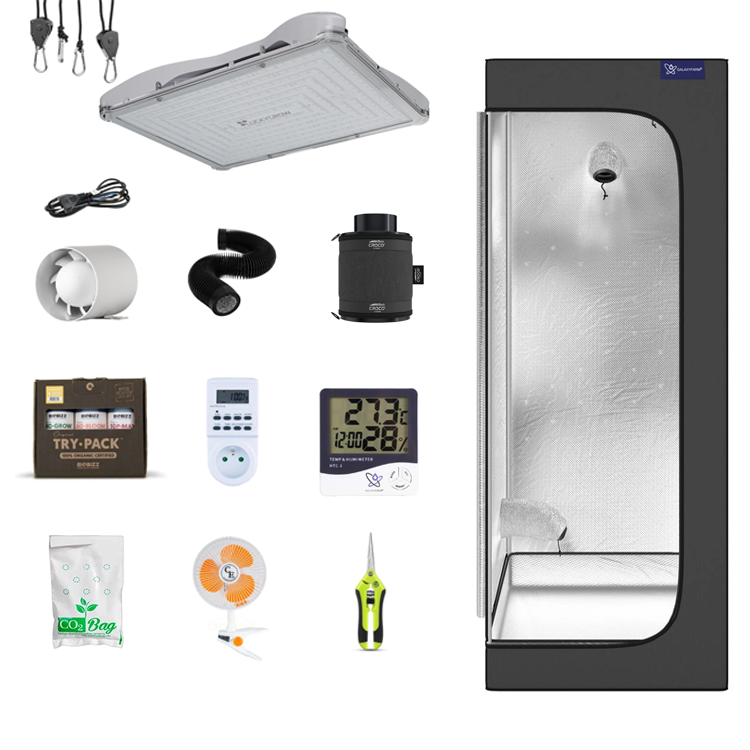 Growbox set Galaxyfarm Luna Lite 50x50x130cm + LED LUCKYGROW X-SERIES 100W + fertilizers