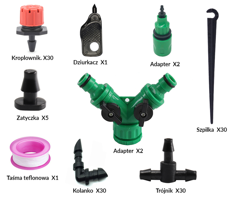 Set of fittings / accessories for drip irrigation